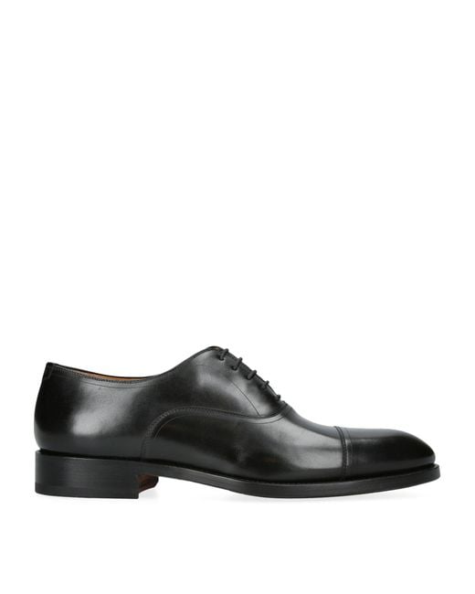 Magnanni Shoes Black Leather Flex Oxford Shoes for men