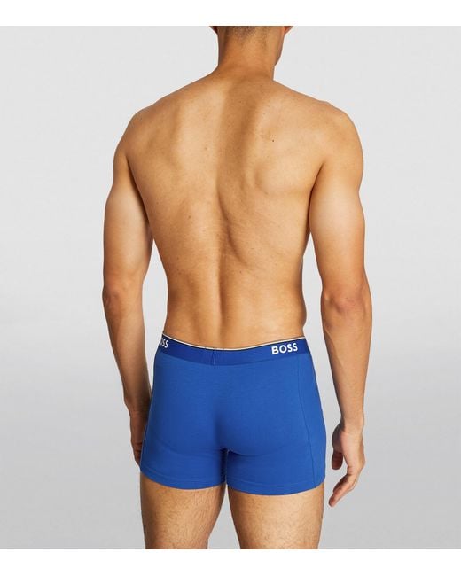 Boss Blue Stretch-Cotton Logo Trunks for men