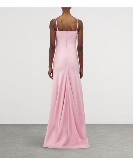 chinese dress ladies 2004 Alexander McQueen Lifetime Runway Pink Silk Cut-Out Ruffle Gown main image 1