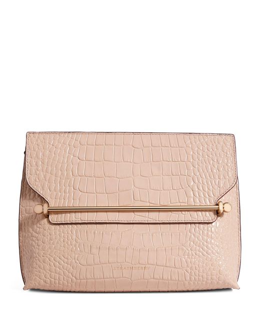 Strathberry Natural Leather Stylist Croc-effect Clutch Bag