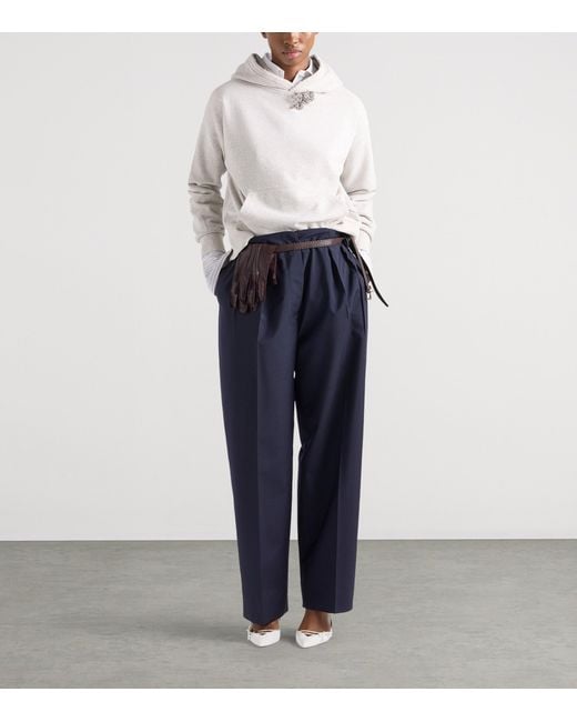 Prada Blue Wool-Mohair Wide-Leg Trousers for men