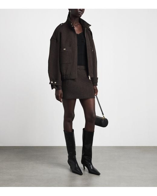 Maje Black Wool-Blend Mini Skirt