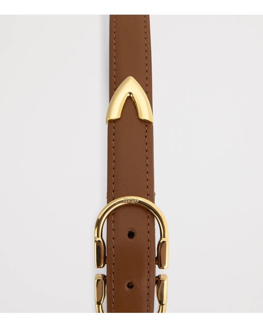 Maje Brown Leather Double-Buckle Belt for men