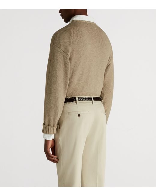 Dunhill Brown Cotton Crew-Neck Sweater for men