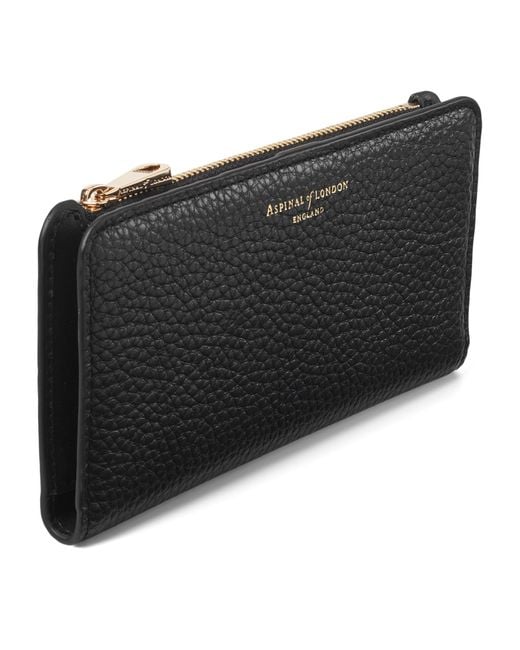 Aspinal Black Large Grained Leather Mayfair Purse
