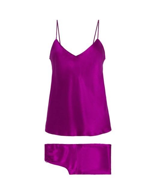Olivia Von Halle Purple Silk Bliss Pyjama Set