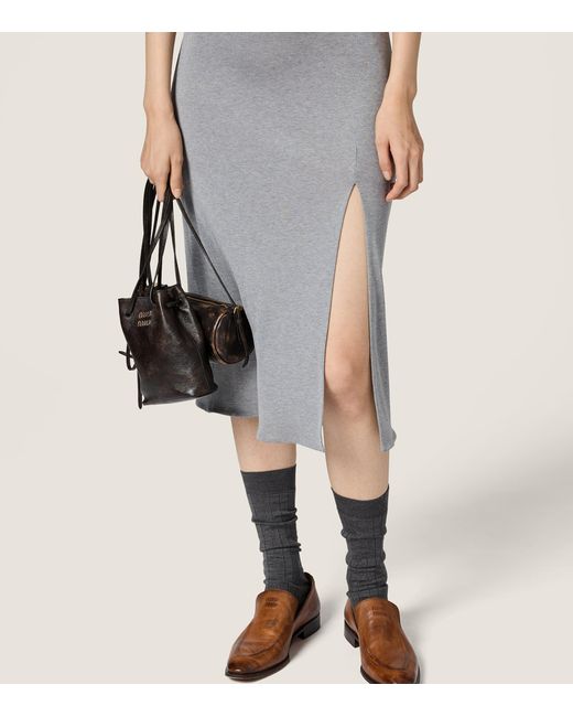 Miu Miu Gray Recycled Silk Midi Dress