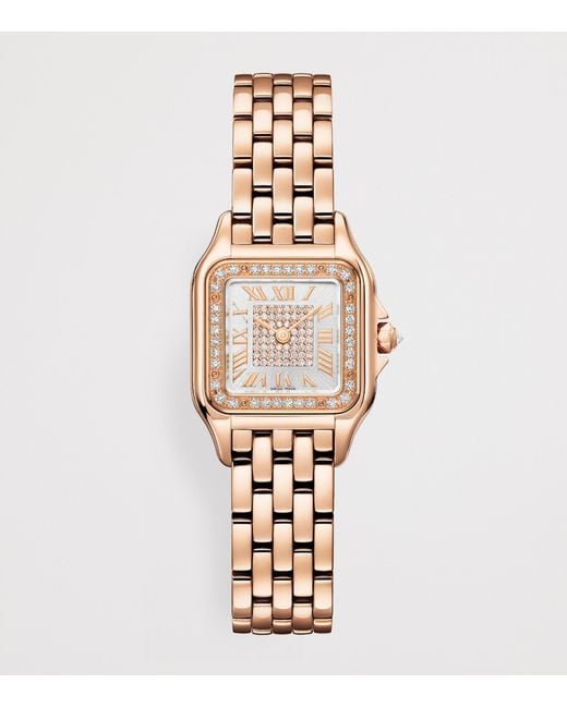 Cartier Metallic Small Rose And Diamond Panthère De Watch