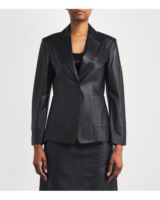Joseph Black Leather Glenview Blazer