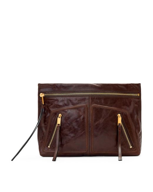 AllSaints Brown Leather Jean Rey Pouch