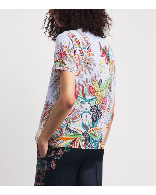 Etro White Silk Paisley T-Shirt