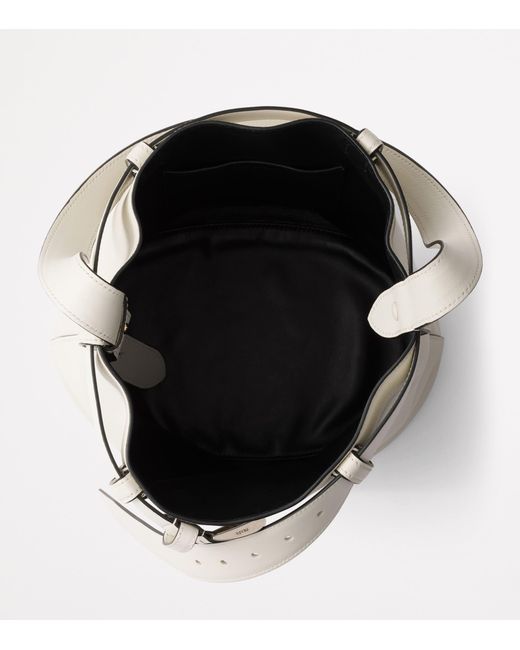 Prada White Leather Buckled Bucket Bag