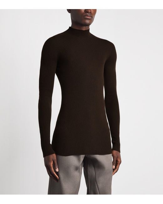 Rick Owens Black Virgin Wool Lupetto Sweater for men