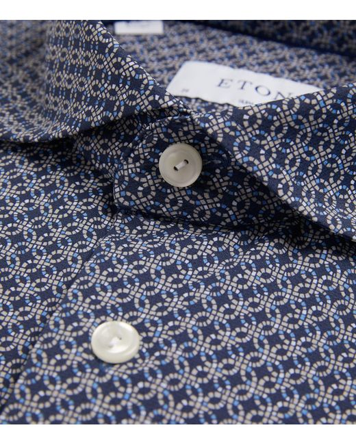 Eton of Sweden Blue Printed Four-way Stretch Shirt for men