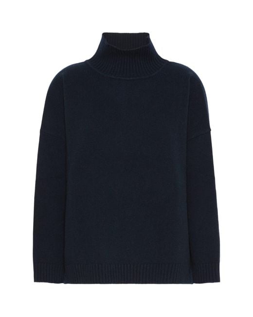 Weekend by Maxmara Blue Virgin Wool High-Neck Sweater