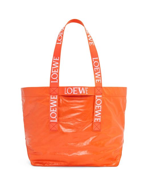Loewe Large Leather Fold Tote Bag in Orange | Lyst