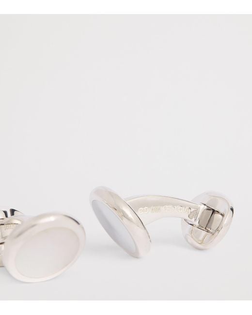 Deakin & Francis White Sterling And Mother-Of-Pearl Round Cufflinks for men