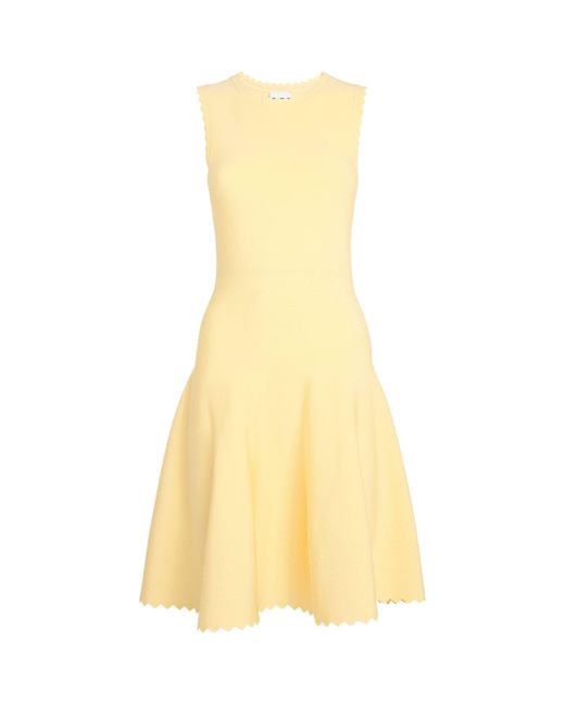 Claudie Pierlot Yellow Fine-Knit Skater Mini Dress