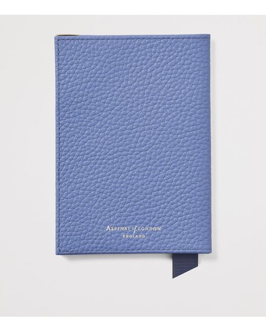 Aspinal Blue Leather Passport Cover for men