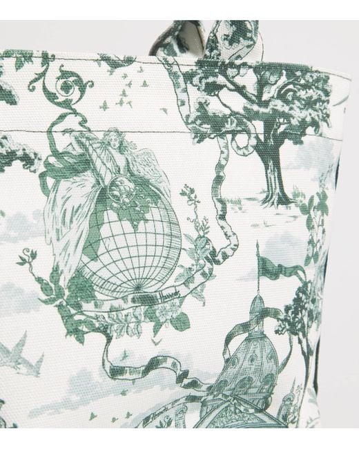 Harrods Green Small Toile Tote Bag