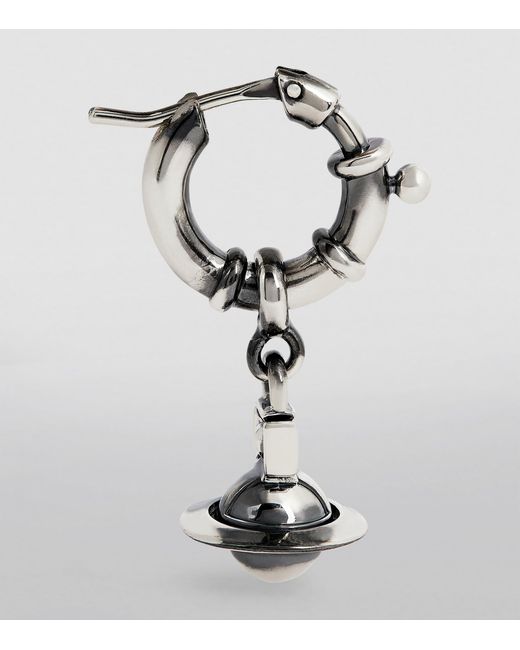 Vivienne Westwood White Pauliana Single Hoop Earring for men