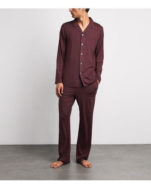 Derek Rose Purple Micro Modal Basel Pyjama Set for men