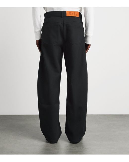 Séfr Black Barrel-Leg Oktai Trousers for men