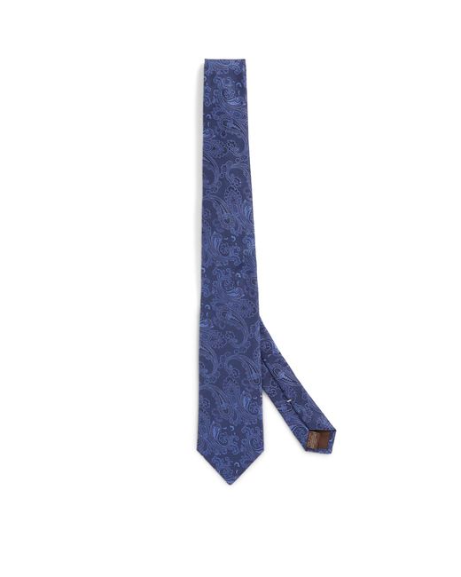 Canali Blue Silk Paisley Tie for men