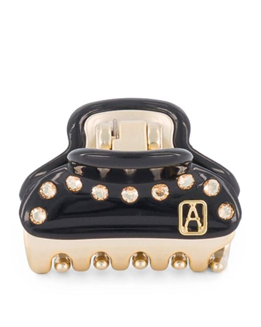 Alexandre De Paris Black Plated Crystal-Embellished Claw Hair Clip