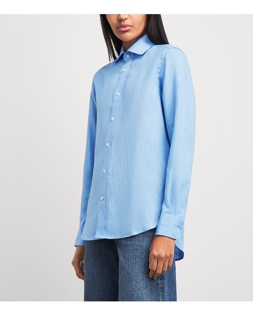 With Nothing Underneath Blue Linen The Boyfriend Shirt