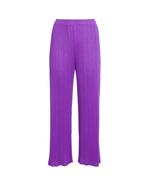 Pleats Please Issey Miyake Purple Monthly Colors August Wide-Leg Trousers