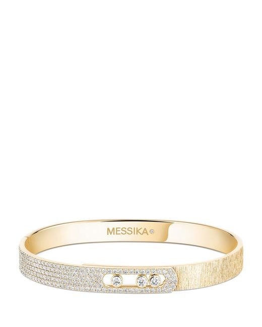 Messika Natural Move Noa Diamond And Half Pavé Chiselled Bangle