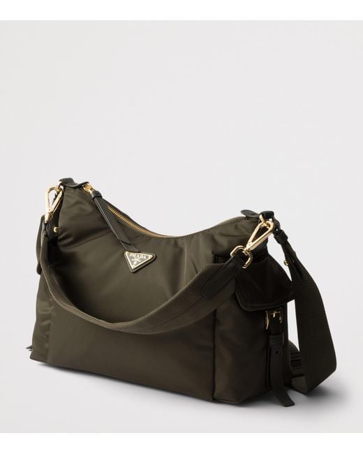 Prada Black Large Re-Nylon And Leather Explore Shoulder Bag
