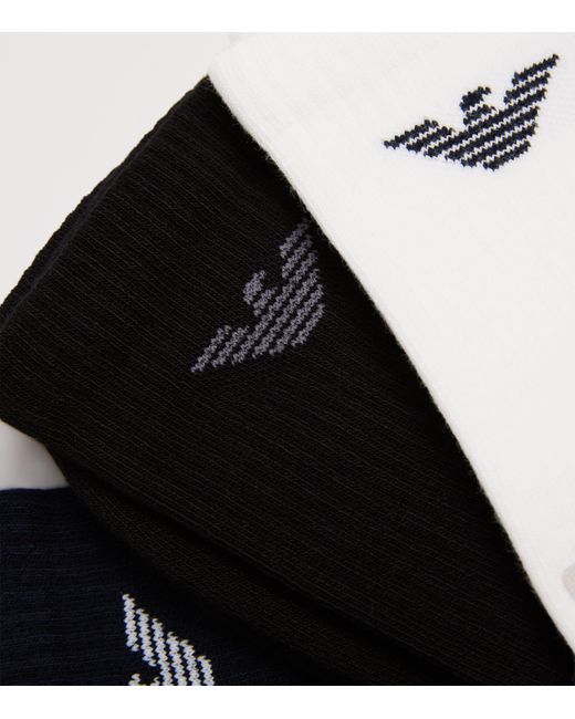 Emporio Armani White Cotton-Blend Logo Ankle Socks for men