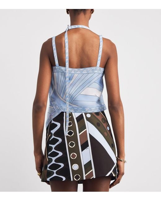 Emilio Pucci Blue Silk Iride Top