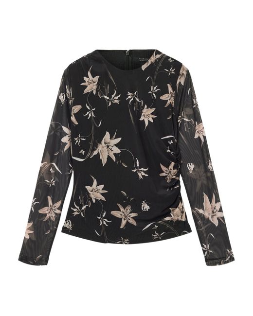 AllSaints Black Mesh Caia Top