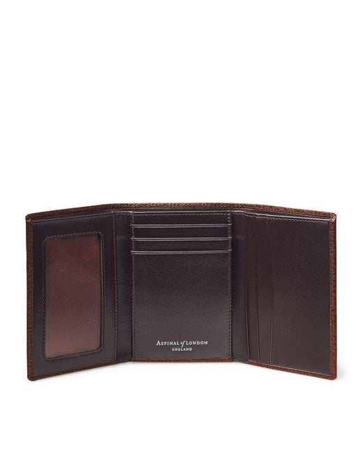 Aspinal Brown Leather Trifold Wallet for men