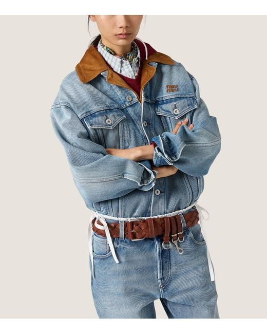 Miu Miu Blue Denim And Suede Jacket
