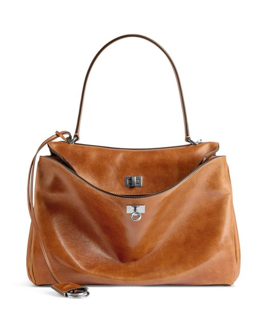 Balenciaga Brown Medium Leather Rodeo Top-Handle Bag
