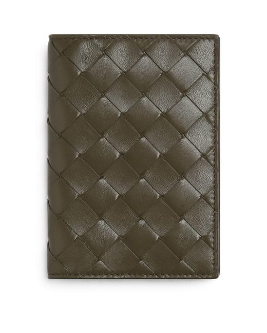 Bottega Veneta Green Leather Intrecciato Passport Holder for men