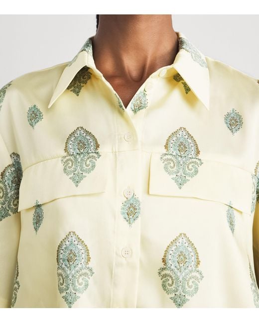 Sandro Metallic Paisley Tie-Detail Crop Top