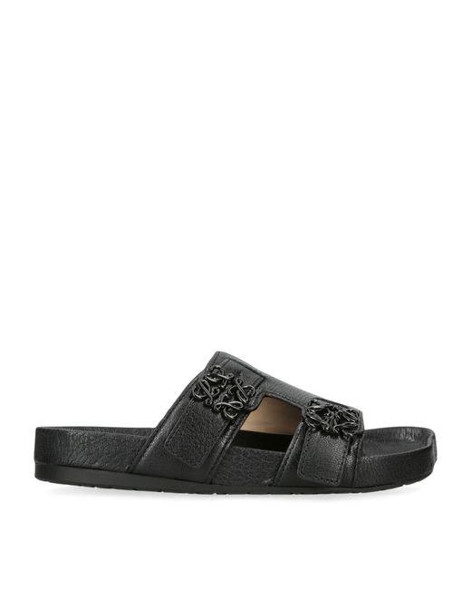 Loewe Black Leather Ease Sandals