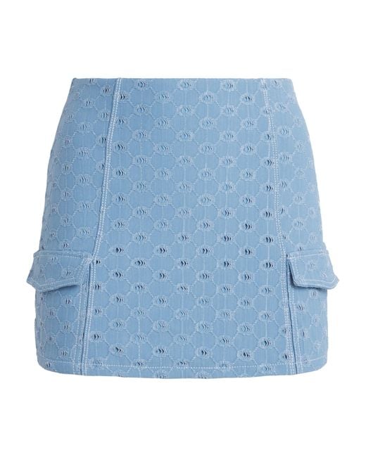 Devon Windsor Blue Open-Work Romina Mini Skirt