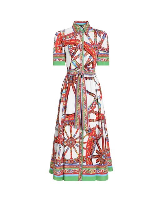 Dolce & Gabbana Red Silk Carretto Shirt Dress