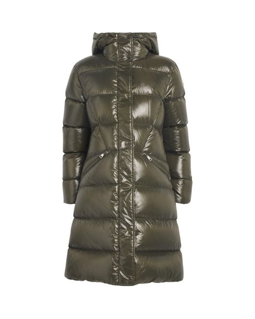 Moncler Green Down Bellevue Longline Coat