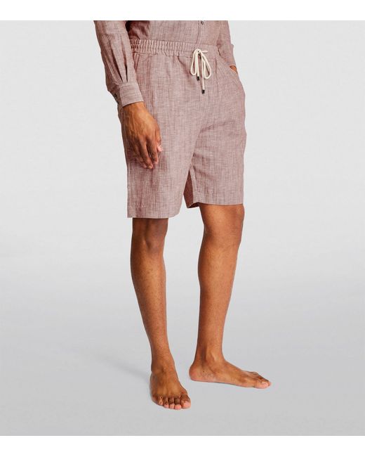 Zimmerli of Switzerland Red Linen-cotton Drawstring Shorts for men