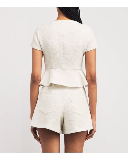 Maje White Tweed Peplum Top