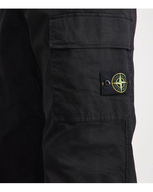 Stone Island Black Stretch Organic Cotton Cargo Trousers for men