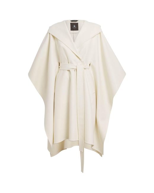 Colombo White Kid Wool Belted Cape