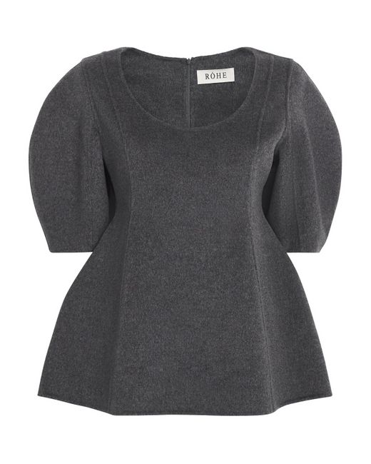 Rohe Black Wool-Cashmere Peplum Top